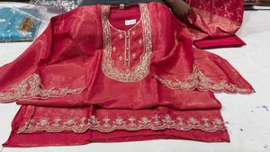 Elegant Pink Embroidered Kurta material