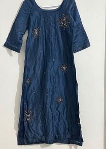 Elegant Navy Blue Embroidered Kurta