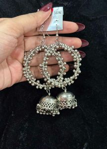 Oxidised Jhumka Hoop Earrings