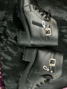 Chic Black Faux Leather Ankle Boots
