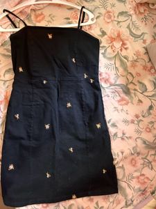 ONLY Black Bee Embroidered Mini Dress