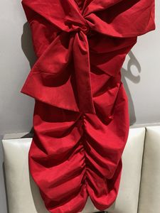 Stunning Red Ruched Bow Detail Dress