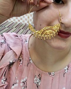Elegant Gold Nath with Pearls &amp; Red Stones