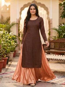 Elegant Striped Kurta Set with Palazzo