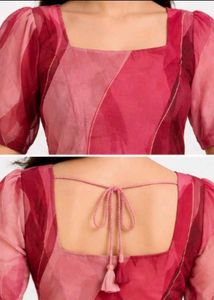 Beautiful Pink &amp; Red Ombre Gown with Dupatta