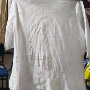 White Kurta with Floral Embroidery