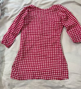 Stylish Pink Geometric Print Tunic Top