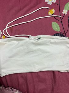 White Ruched Halter Top
