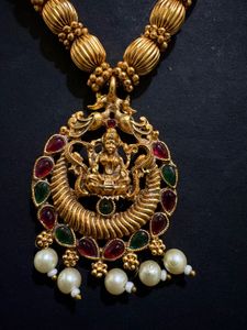 Exquisite Gold Toned Lakshmi Necklace