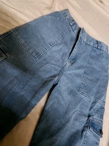 Blue Denim Cargo Pants
