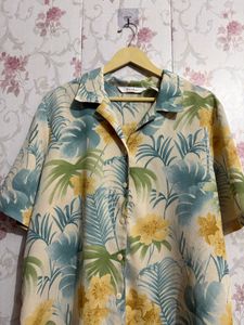 Tropical Print Button-Up Shirt