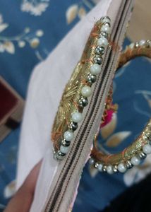 Embroidered Pink Clutch with Handle