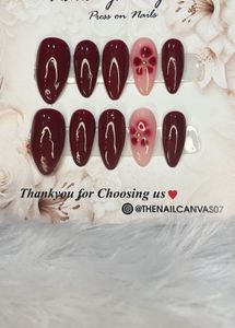 offer price Press-On Nails Set - Burgundy Floral