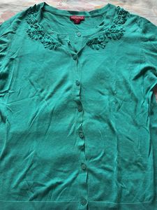 Green Button-Up Cardigan