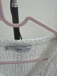 White Textured V-Neck Top