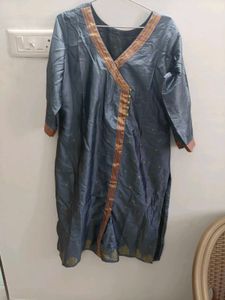 Stylish Grey Kurta with Gold Trim