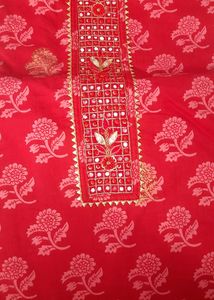 Pure Cotton Handwork Suit With Tie And Die Dupatta