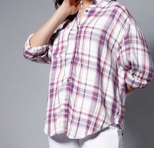 Purple Plaid Button-Up Shirt