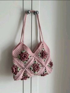 Boho Crochet Rose Flower Bag