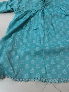 Stylish Teal Printed Kurta