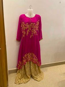 Beautiful thread work pink top with shimmer pant