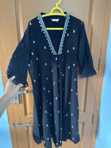 Embroidered Black Kurta