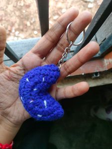 Crocheted Moon Keychain