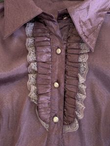 Vintage Ruffle &amp; Lace Button-Up Blouse