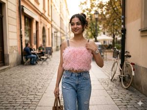 Pink Faux Fur Crop Top