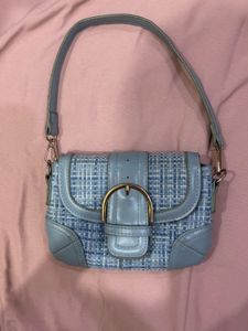 Chic Blue Tweed Shoulder Bag