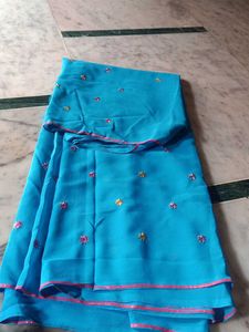 Beautiful Blue Embroidered Saree