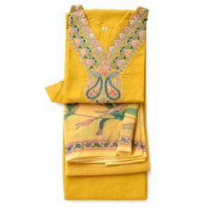 Embroidered Yellow Kurta Set with Dupatta