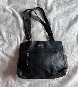 Classic Black Leather Shoulder Bag