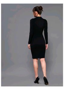Chic Black Fringed Midi Dress
