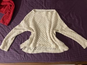 Cream Crocheted Knit Sweater