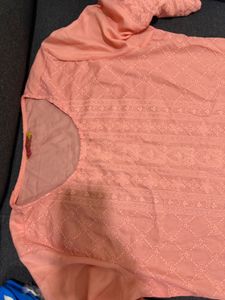 Elegant Peach Embroidered Kurta Set with Dupatta