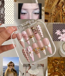 Cute Handmade Press-On Nails with Charms