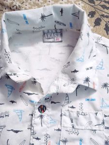Summer Beach Print Shirt and Shorts Set