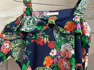 Navy Floral Cold Shoulder Blouse