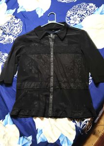 Sheer Black Button-Up Top/Shirt