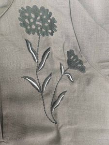 Best Grey Floral Embroidered Kurta and Pants Set