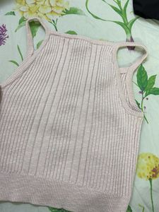 Pink Cable Knit Tank Top