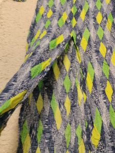 Colorful Diamond Print Maxi Kurta With Front Slit