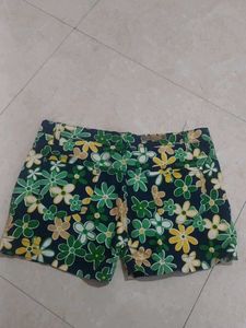 Floral Print Denim Shorts