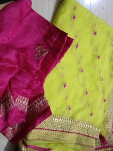 Vibrant Saree with Embellished Blouse
