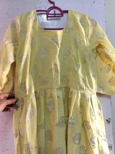 Elegant Yellow Printed Kurta