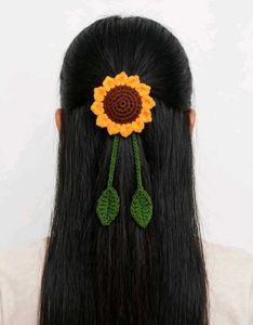 Crocheted Daisy Hair carms with bag charms, 2 in o
