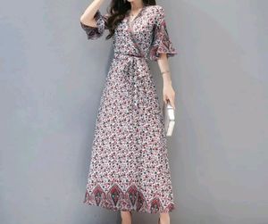 Printed Tie-ups Women Flare Dress
