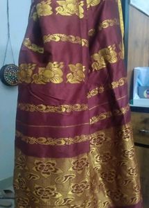 Elegant Maroon &amp; Golden Saree