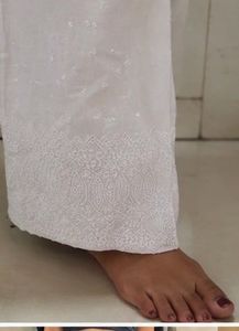 Embroidered Cotton Palazzo Pants